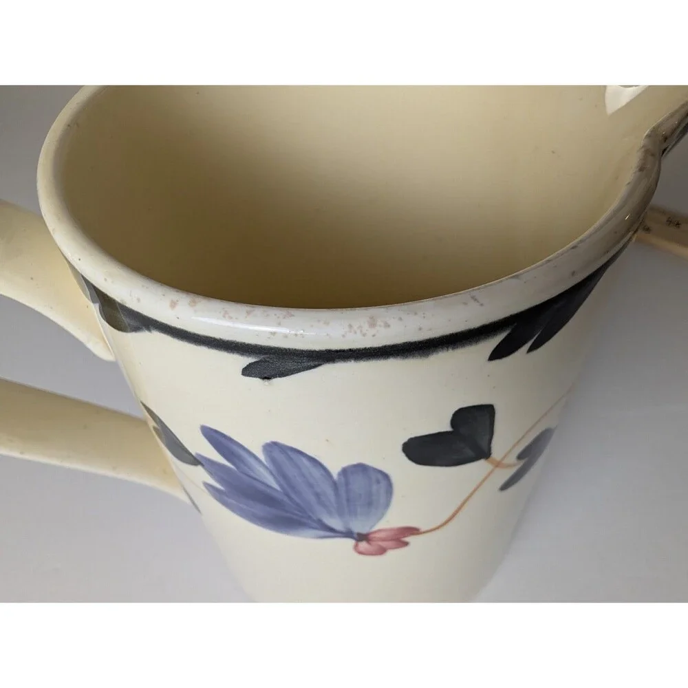 Societe Ceramique Maestricht Pitcher Antique 1920's Dutch Holland Floral 6.25